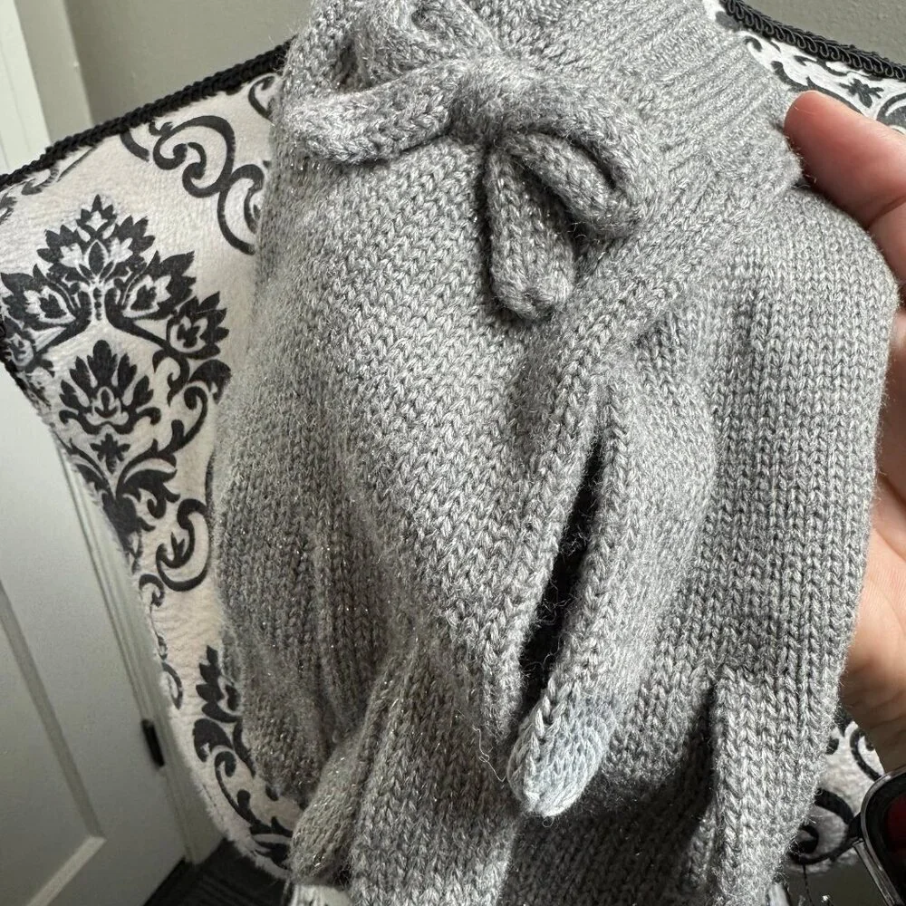Kate Spade New York Accessories Womens Cable Gloves Heather Gray metallic